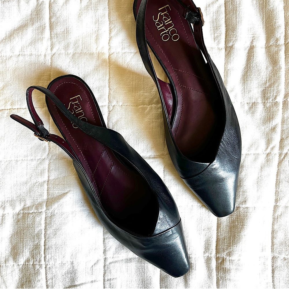 Franco Sarto Black Slingback Flats